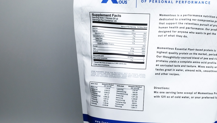 Momentous Essential Protein Vanilla Chai Flavor Vegan Plant Based